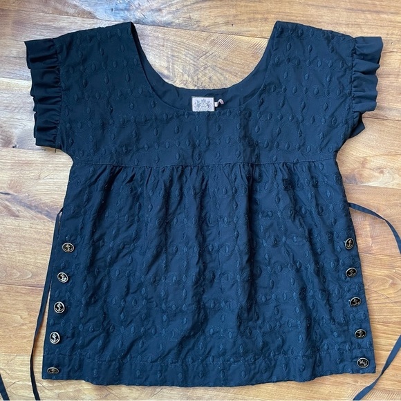 Juicy Couture Vintage Baby Doll Top Anchor Buttons Fisherman Maritime Coastal - Picture 5 of 10